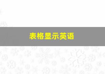 表格显示英语