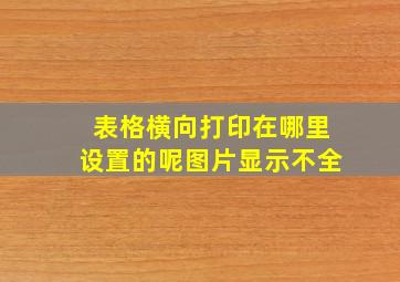 表格横向打印在哪里设置的呢图片显示不全