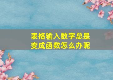 表格输入数字总是变成函数怎么办呢