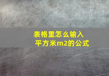 表格里怎么输入平方米m2的公式