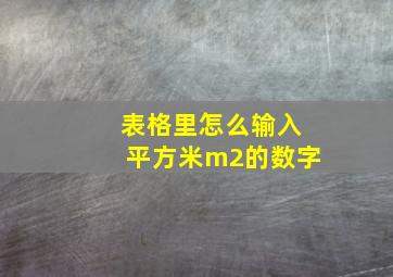 表格里怎么输入平方米m2的数字