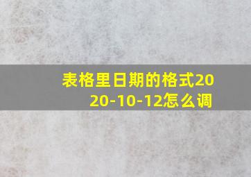 表格里日期的格式2020-10-12怎么调