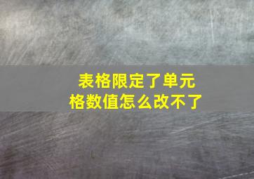 表格限定了单元格数值怎么改不了