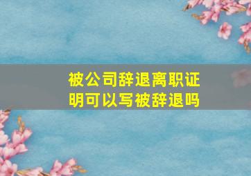 被公司辞退离职证明可以写被辞退吗