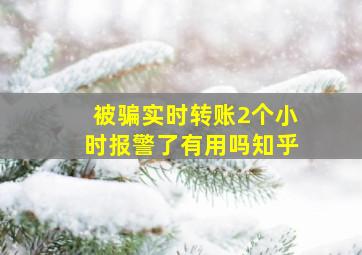 被骗实时转账2个小时报警了有用吗知乎