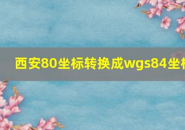 西安80坐标转换成wgs84坐标