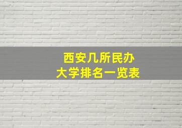 西安几所民办大学排名一览表