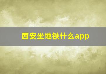 西安坐地铁什么app