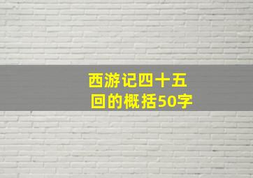 西游记四十五回的概括50字