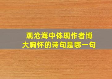 观沧海中体现作者博大胸怀的诗句是哪一句