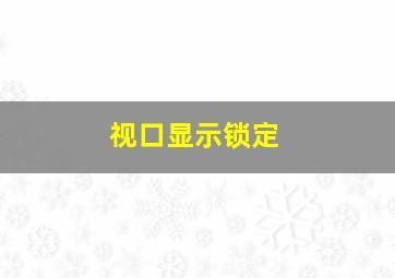 视口显示锁定