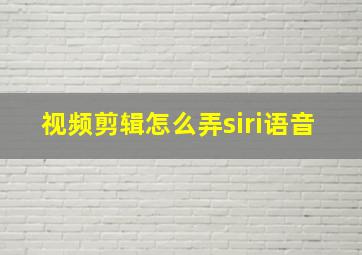 视频剪辑怎么弄siri语音