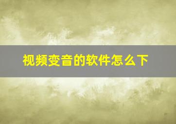 视频变音的软件怎么下