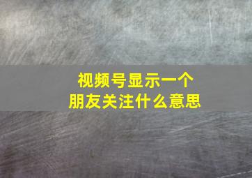 视频号显示一个朋友关注什么意思