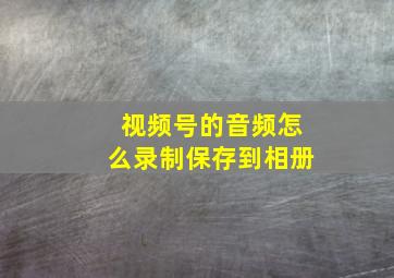 视频号的音频怎么录制保存到相册