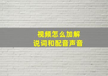 视频怎么加解说词和配音声音