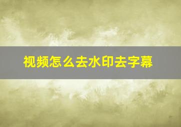 视频怎么去水印去字幕