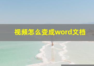 视频怎么变成word文档