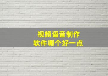 视频语音制作软件哪个好一点