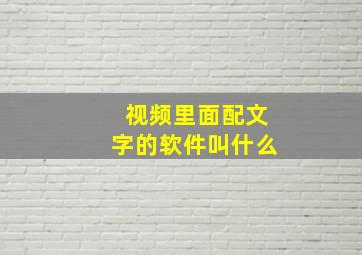 视频里面配文字的软件叫什么