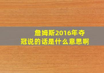 詹姆斯2016年夺冠说的话是什么意思啊