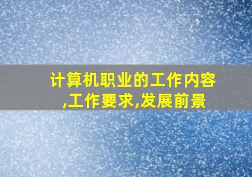 计算机职业的工作内容,工作要求,发展前景