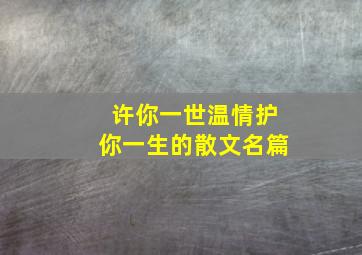 许你一世温情护你一生的散文名篇