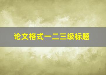 论文格式一二三级标题