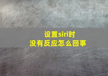 设置siri时没有反应怎么回事