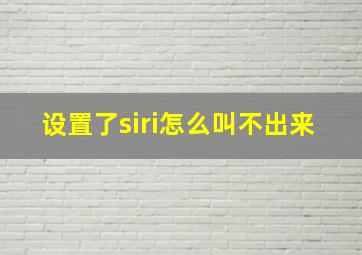 设置了siri怎么叫不出来