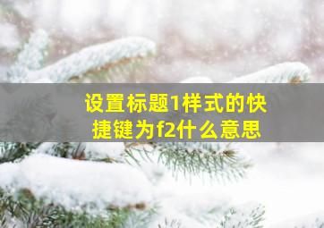 设置标题1样式的快捷键为f2什么意思