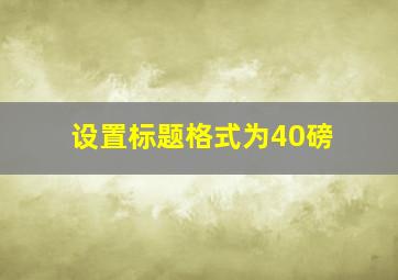 设置标题格式为40磅