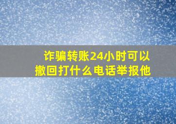 诈骗转账24小时可以撤回打什么电话举报他