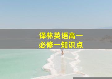 译林英语高一必修一知识点