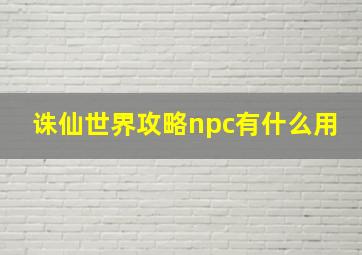 诛仙世界攻略npc有什么用