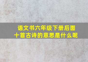 语文书六年级下册后面十首古诗的意思是什么呢