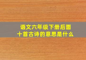 语文六年级下册后面十首古诗的意思是什么