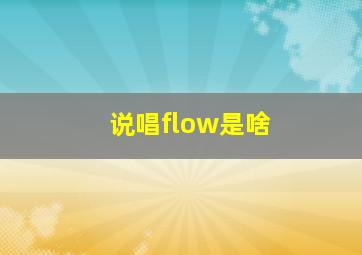 说唱flow是啥