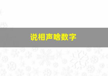 说相声啥数字