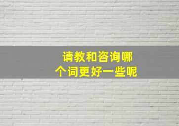 请教和咨询哪个词更好一些呢