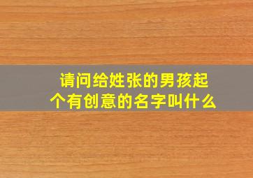 请问给姓张的男孩起个有创意的名字叫什么