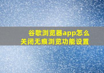 谷歌浏览器app怎么关闭无痕浏览功能设置