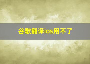 谷歌翻译ios用不了