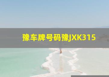 豫车牌号码豫JXK315