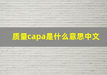 质量capa是什么意思中文