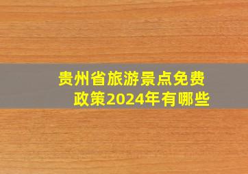 贵州省旅游景点免费政策2024年有哪些