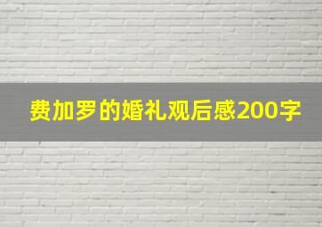 费加罗的婚礼观后感200字