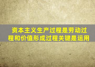 资本主义生产过程是劳动过程和价值形成过程关键是运用