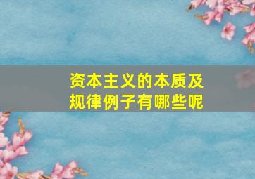 资本主义的本质及规律例子有哪些呢