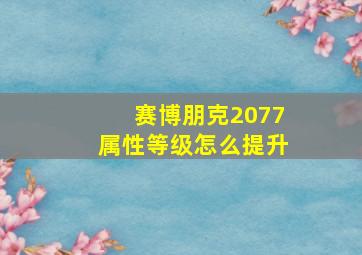 赛博朋克2077属性等级怎么提升